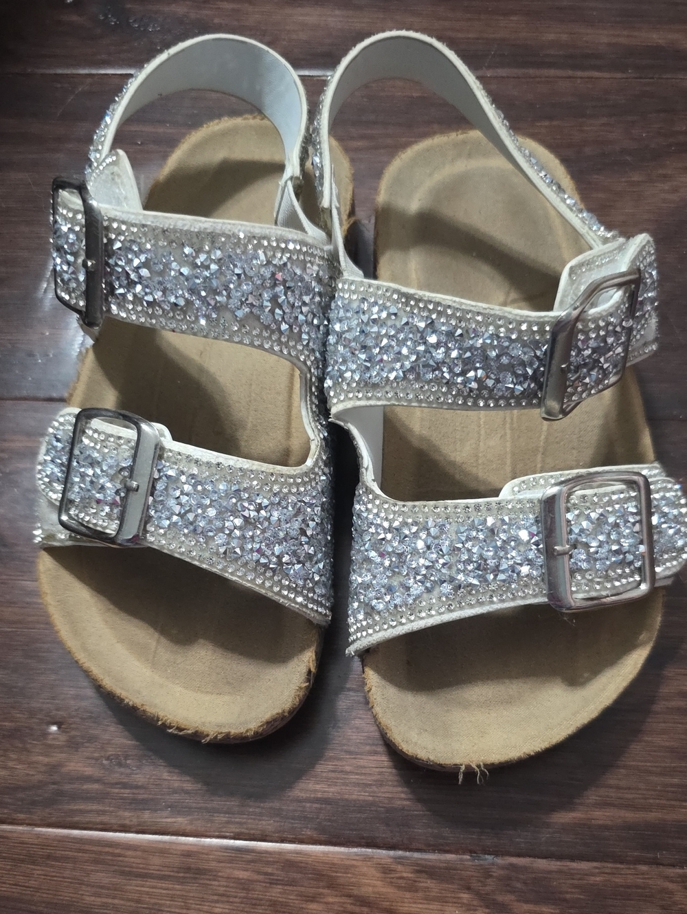 Girls' White Sparkle Buckle Sandals - Kids Shoes